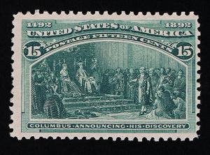 AFFORDABLE GENUINE SCOTT #238 FINE MINT OG NH 15¢ COLUMBUS EXPO ISSUE SCV $600