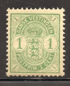 Danish West Indies Scott 21 Unused LHOG - 1900 1c Coat of Arms - SCV $3.00