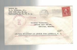 1925 USS Los Angeles Lakehurst NJ USA to Hamilton Bermuda Cover Zeppelin