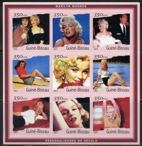 GUINEA BISSAU PERSONALITIES OF THE 20th CEN MARILYN MONROE IMPF SHEET I MINT NH