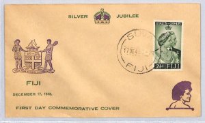 FIJI KGVI Illustrated FDC 1948 Silver Wedding Suva ROYALTY {samwells}YC143