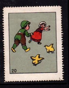 German Advertising Stamp - Children with Chickens #20