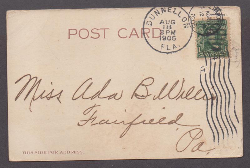 **US Florida Advertsing Post Card, 1906 J.S. Williams Jail, Dunnellon, FL