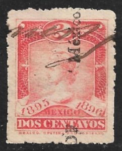 MEXICO REVENUES 1895-96 2c Liberty Head Documentary MEXICO DF Control DO229 Used