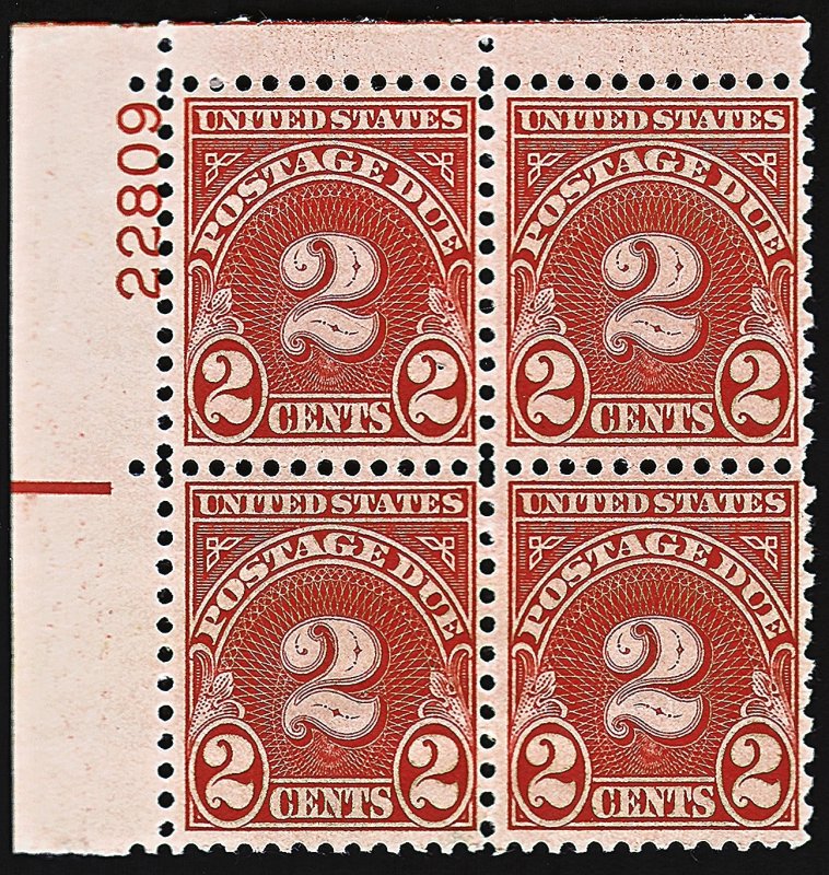 US Scott #J81 MNH Plate Block Postage Due: 2 cents
