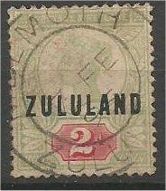 ZULULAND, 1888, used 2p, Overprinted Scott 3