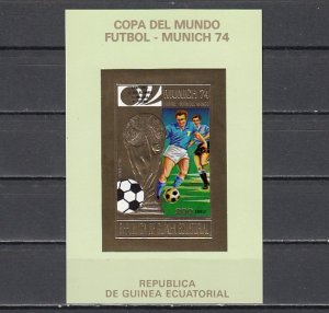 Equatorial Guinea, Mi cat. 407, BL121 B. Munich Soccer G.Foil IMPERF s/sheet.^