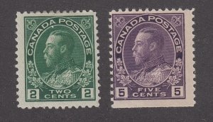 Canada #107a, #112 Mint Admiral Issue 