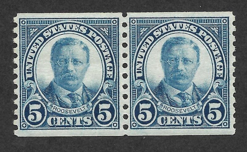 Doyle's_Stamps: 1924 H/NH Horizontal Coil Pair of 5c Roosevelt's