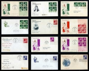 Lot of 12 # 889-892 2nd Day Covers, various cachets from Washington, DC - 1940
