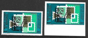 NEW CALEDONIA Sc 427 NH PERF & IMPERF ISSUE OF 1977 - STAMPS-ON-STAMPS