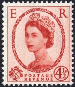 Great Britain #360a 4½d Queen Elizabeth II: Graphite Lines Single (1959) MNH