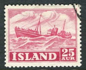 ICELAND; 1950 early Pictorial issue fine used 25a. value