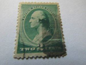USA stamp, Scott #213, used, hinged, 2 cents, green George Washington 1883,