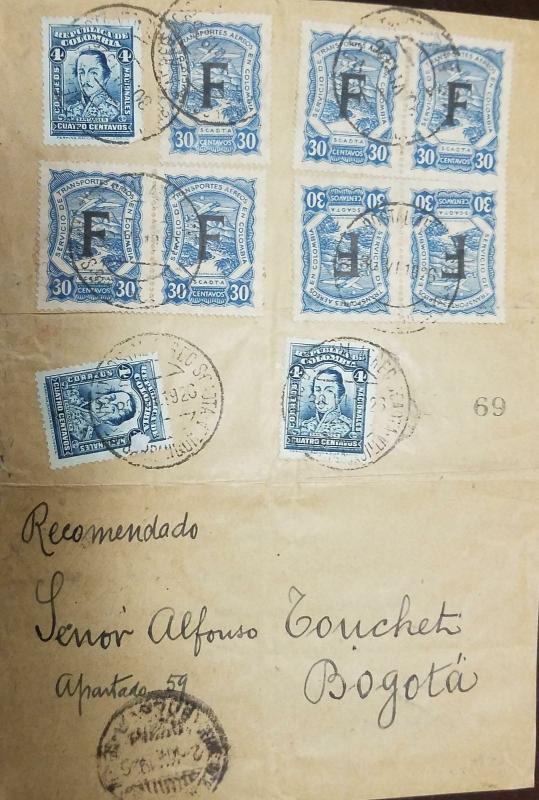 vtaeb.O) 1926 COLOMBIA, SCADTA FRANCE, MULTIPLE COVER SC AP6, SANTANDER 4