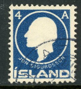 Iceland 1911 Jon Sigurdsson 4a Ultramarine Scott # 88 VFU C957