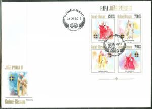 GUINEA BISSAU 2013 POPE JOHN PAUL II  SHEET FIRST DAY COVER