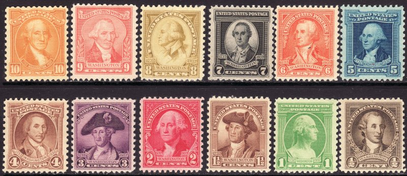 1932 U.S George Washington bicentennial complete set MNH Sc# 704 / 715 CV $33