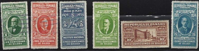 Panama #268-73, Set of 6, #268-70 are Used, #271-3 are MH