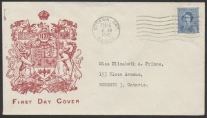 1948 #276 4c Royal Wedding FDC Red Coat of Arms Cachet Ottawa Machine