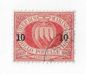 San Marino Sc #28  10c surcharge used VF