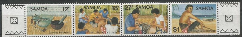 SAMOA, 1981, MNH Strip of 4, Tattoo, Scott 561