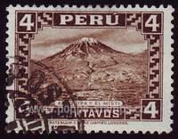 Peru SG#516 Used - 1932 4c.  - Volcanos, Anniversary