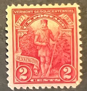 Scott#: 643 - Vermont Sesquicentennial 2c 1927 single stamp MOG - Lot C9