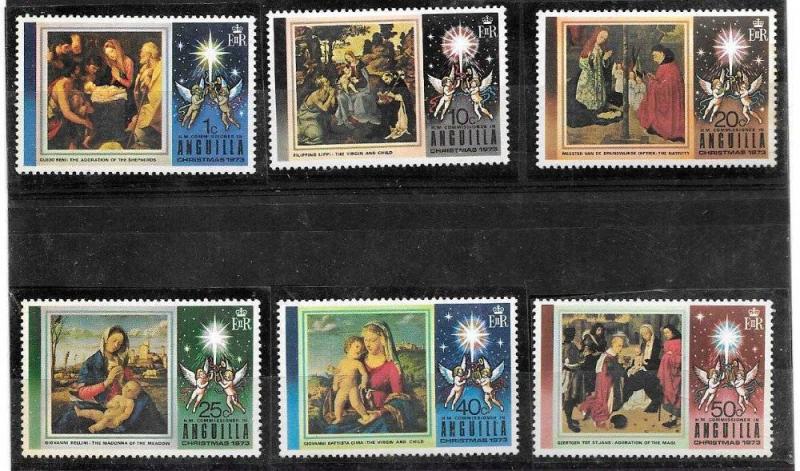 ANGUILLA 1973 CHRISTMAS  RELIGION PAINTING YV 149-54 MNH