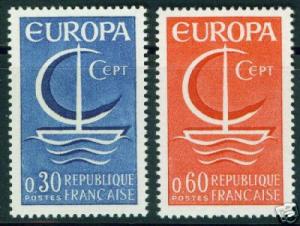 France  Scott 1163-4 MNH** Europa 66 CV 1,50 Euro