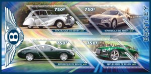 Stamps. Cars. Bentley 2019 year 1+1 sheets perforated