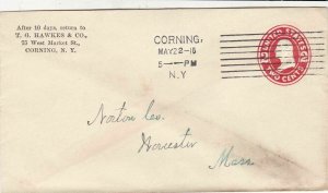U.S. T. G. HAWKES & CO, West Market St, Corning, N.Y.  Pre Paid Cover Ref 47449