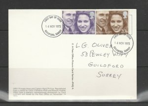 GB PHQ card, 1973 wedding with FD set on reverse