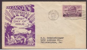 1936 Arkansas Centennial 100 yrs Sc 782-10 Washington Stamp Exchange, R. Dyer