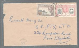 NYASALAND  (P2903B) KGVI 1/2D FISHING+JUBILEE 2D COVER TO SOUTH AFRICA