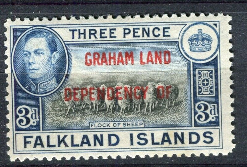 FALKLANDS; 1941 early GRAHAM LAND Optd. on GVI Mint hinged 3d. value