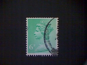 Great Britain, Scott #MH58, used (o) Machin coil, 1975, Queen Elizabeth II, 6p