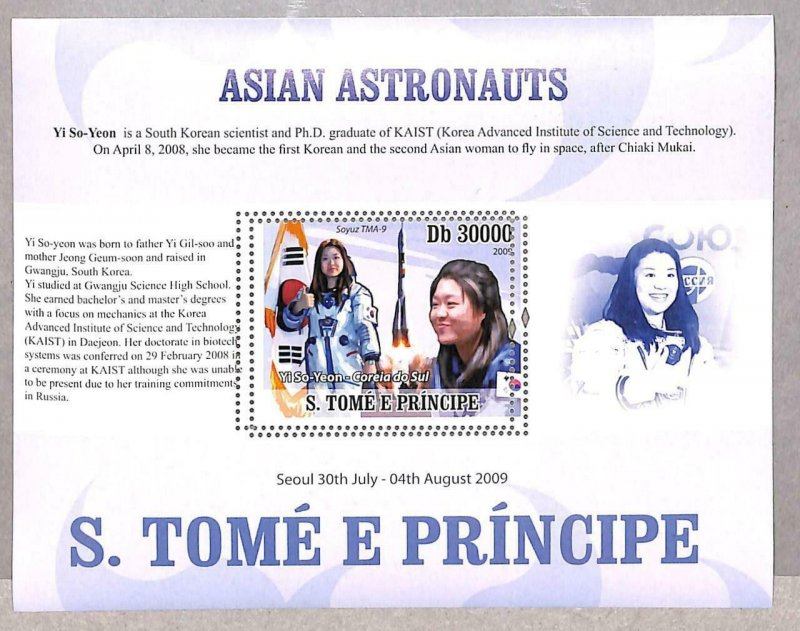 A3301 - SAO TOME & PRINCIPE, ERROR MISSPERF: 2009 Asian Astronauts, Yi So-Yeon