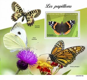 Central African Rep 2021 MNH Butterflies Stamps Red Admiral Butterfly 1v S/S