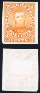 New Brunswick 5c Connell Proof in Orange on India Paper Very Fine