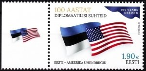 ESTONIA 2022-15 History Flags: USA Diplomatic Relations Centenary, MNH