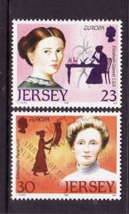 Jersey-Sc#748-9-unused NH set-Europa-Women of Acvhievement-1996-