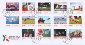 Jersey Stamps 2015 FDC Island Games Sports Table Tennis Football Golf 14v Set
