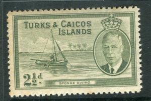 TURKS & CAICOS; 1950 early GVI issue fine MINT MNH unmounted 2.5d. value