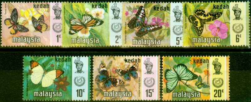 Kedah 1971 Butterflies Set of 7 SG124-130 Fine MNH