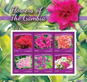 Gambia 2015 - Flowers of Gambia - Sheet of 6 stamps - Scott #3698 - MNH