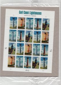 Scott #4413a (4410-13) Gulf Coast Lighthouses Full Sheet of 20 Stamps - Sealed