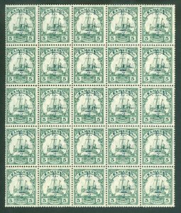 SG B2 Cameroon 1915. ½d on 5pf green block of 30. Pristine unmounted mint CAT...