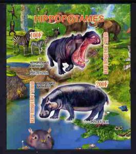 TCHAD CHAD SHEET IMPERF WILDLIFE HIPPOS
