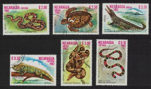 Nicaragua Snakes Turtle Reptiles 6v 1982 CTO SG#2422-2427